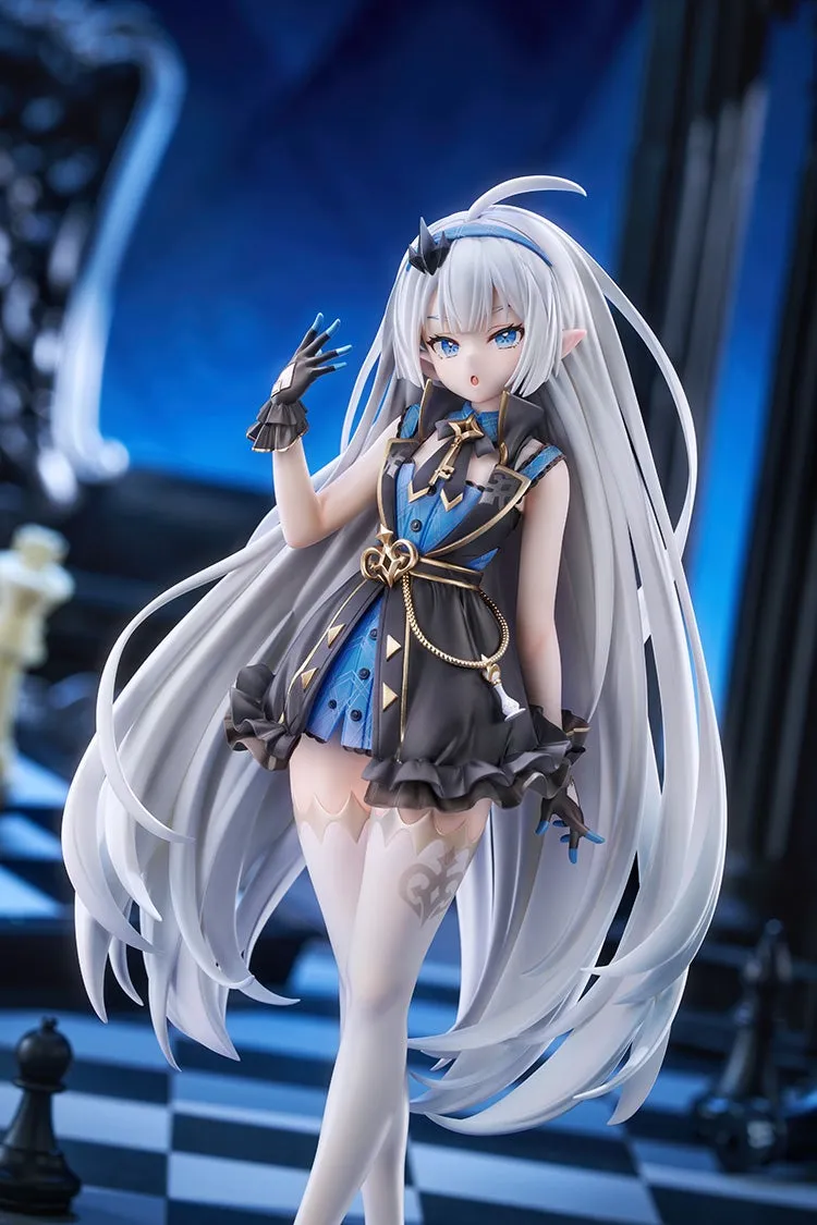 Good Smile Arts Shanghai 1/7 scale figure of Maou-chan, the protagonist of Stella Sora, a woman with long voluminous hair in a black and blue outfit with a gold chain at her waist and black gloves with blue fingertips, one hand raised in an elegant pose, official product photo