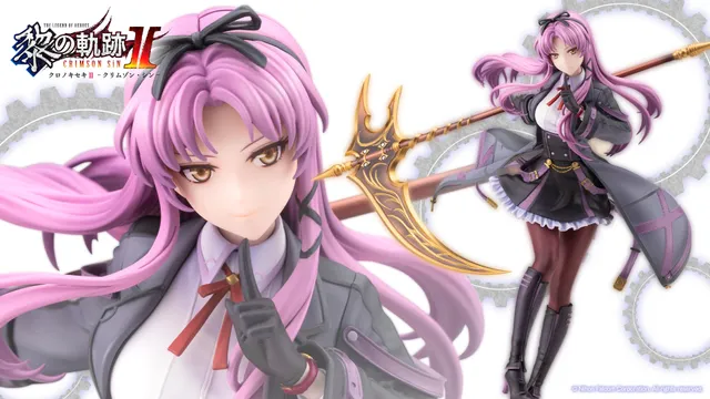 Kotobukiya 1/8 scale figure of Renne Bright in her Aramis High School uniform holding a large scythe, from The Legend of Heroes: Trails through Daybreak II, official product photo