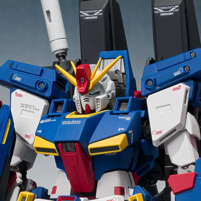 METAL ROBOT SPIRITS (Ka signature) Enhanced ZZ Gundam painted prototype, close-up of the head and torso with AEUG markings, official product photo