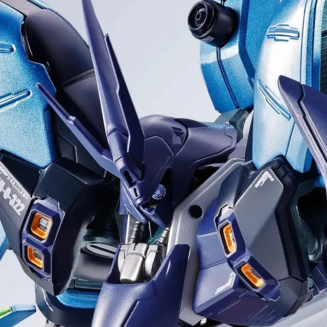 METAL ROBOT SPIRITS <SIDE MS> Sazabi Hoshimachi Suisei Ver., official product photo showing the blue collaboration colors