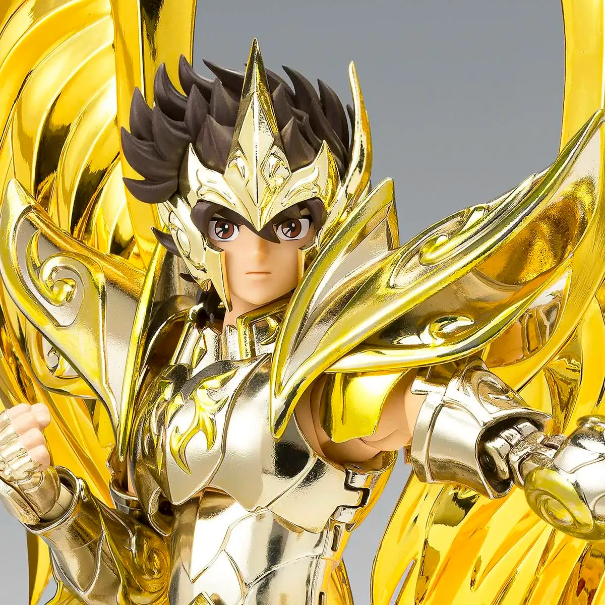 Saint Cloth Myth EX Sagittarius Seiya (God Cloth) in gold armor, official product photo