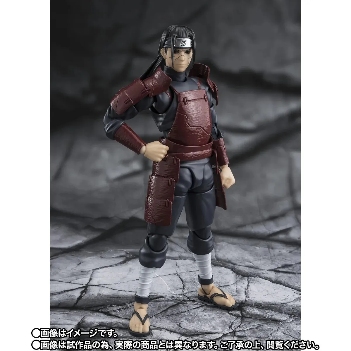 S.H.Figuarts Hashirama Senju -Edo Tensei- painted prototype standing in dark red plate armor with one hand on his hip, official product photo