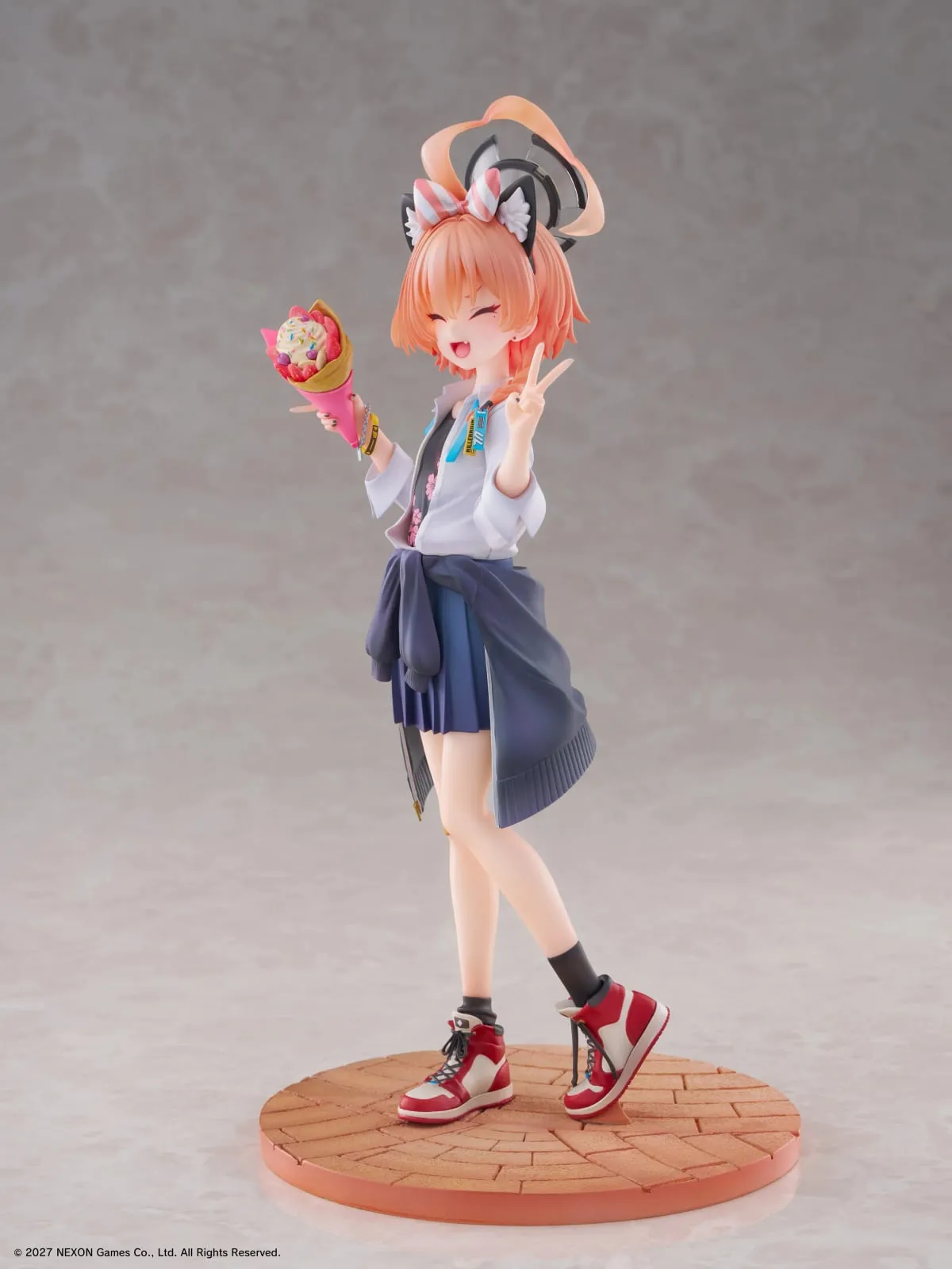 WING 1/7 scale Neru (Uniform) Memorial Lobby Ver. figure from Blue Archive holding a crepe, official product photo